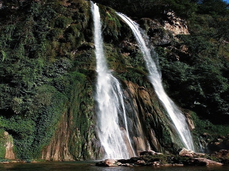 Twin waterfall in Zhemgang